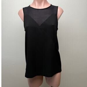Tibi Black Mixed Media Sheer Sleeveless Back Zip Top US 4